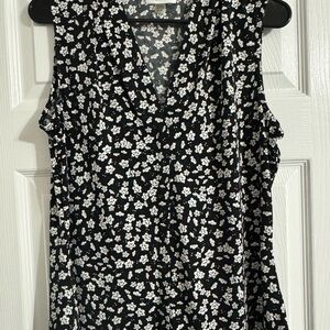 Calvin Klein Monochrome Floral Sleeveless Top